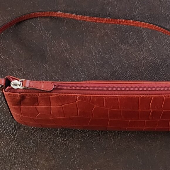 Vingage Red Croc Embossed Genuine Wilsons Leather Shoulder Bag - Picture 6 of 6